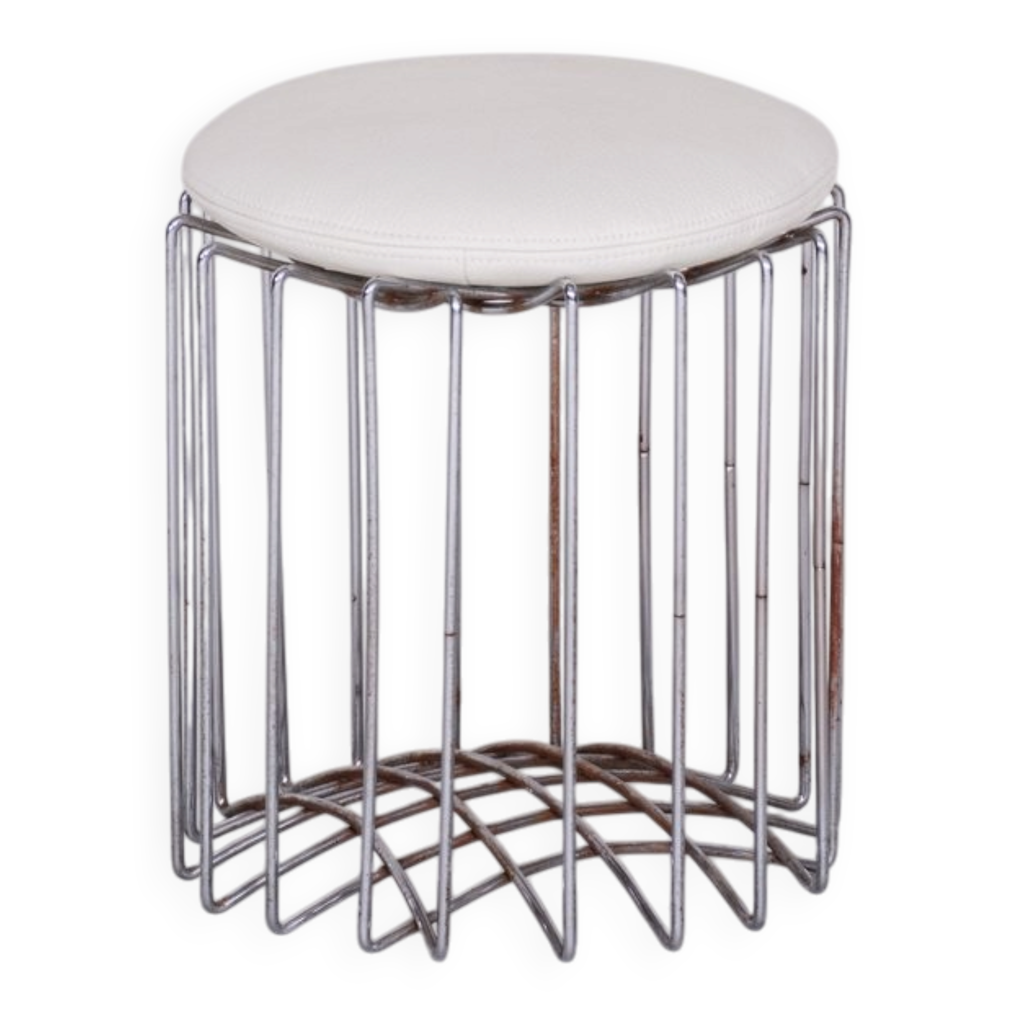 Mid-Century Round Stool in Chrome & Leather, Germany, 1960s