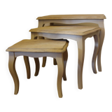 Patinated oak nesting tables