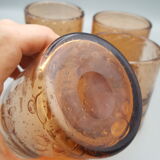 Set of 4 blown water glasses bubbled biot style