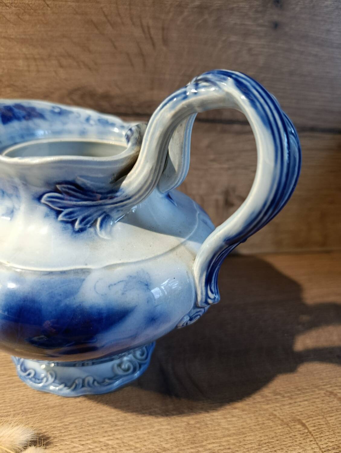Antique blue teapot model Bryonia late 19th century Sarreguemines