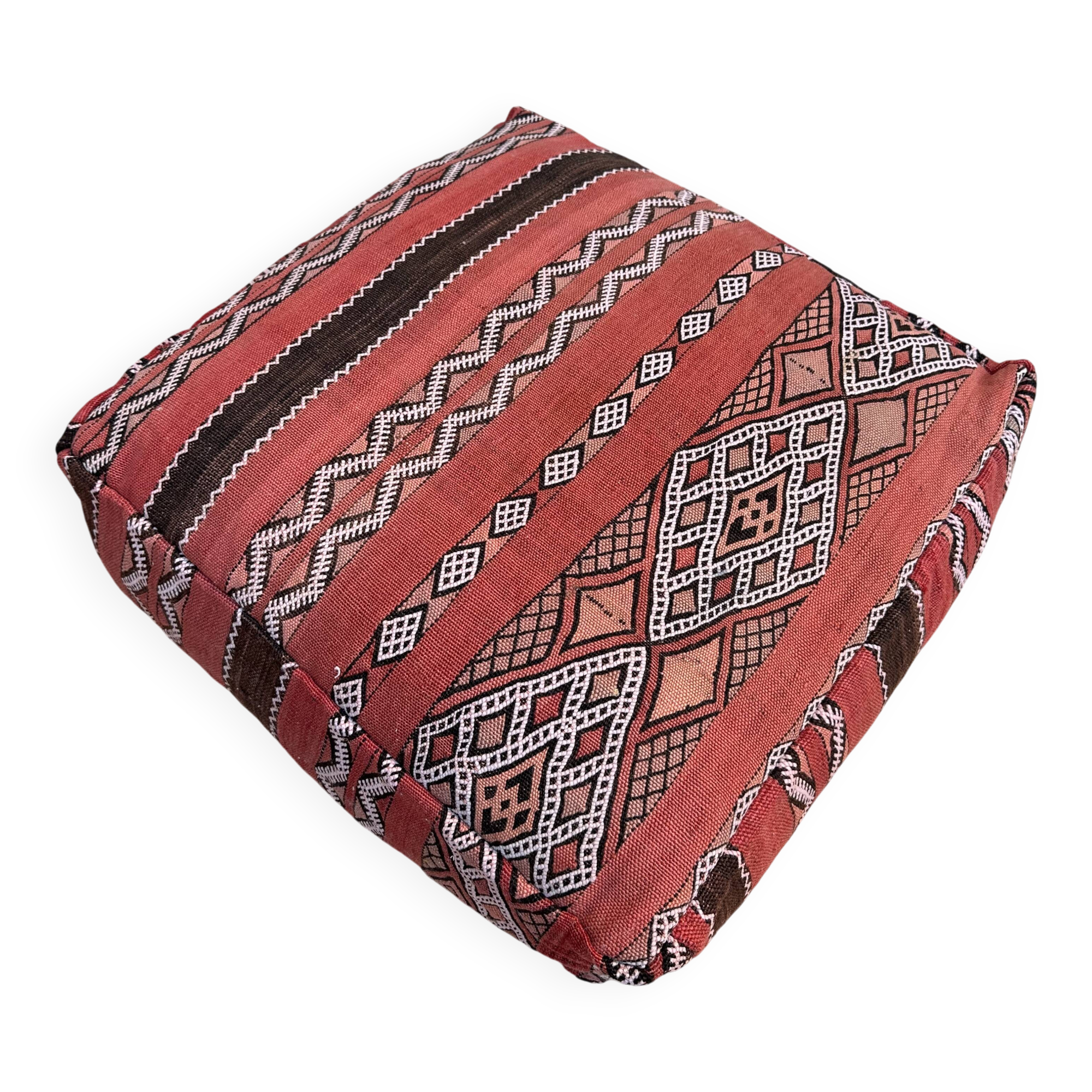 Pouf Kilim berbère fait main, coussin de sol