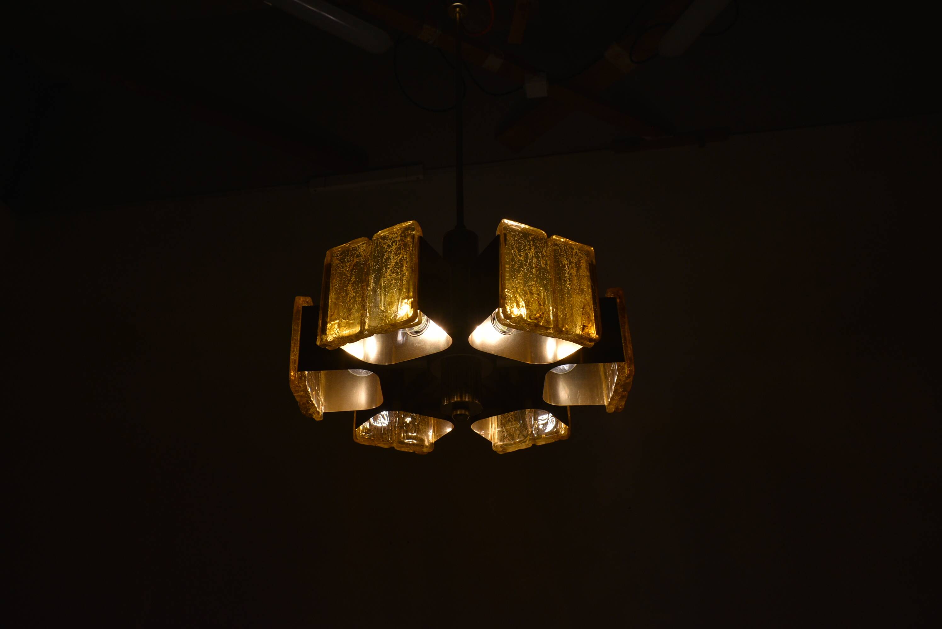 Mid-century design brass and resin pendant, 1960s / Hungary