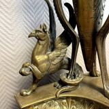 Pair of very large castle andirons in gilded bronze from the Napoleon III period