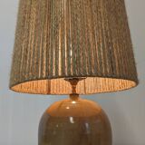 Vintage ball lamp in enamelled stoneware and jute rope