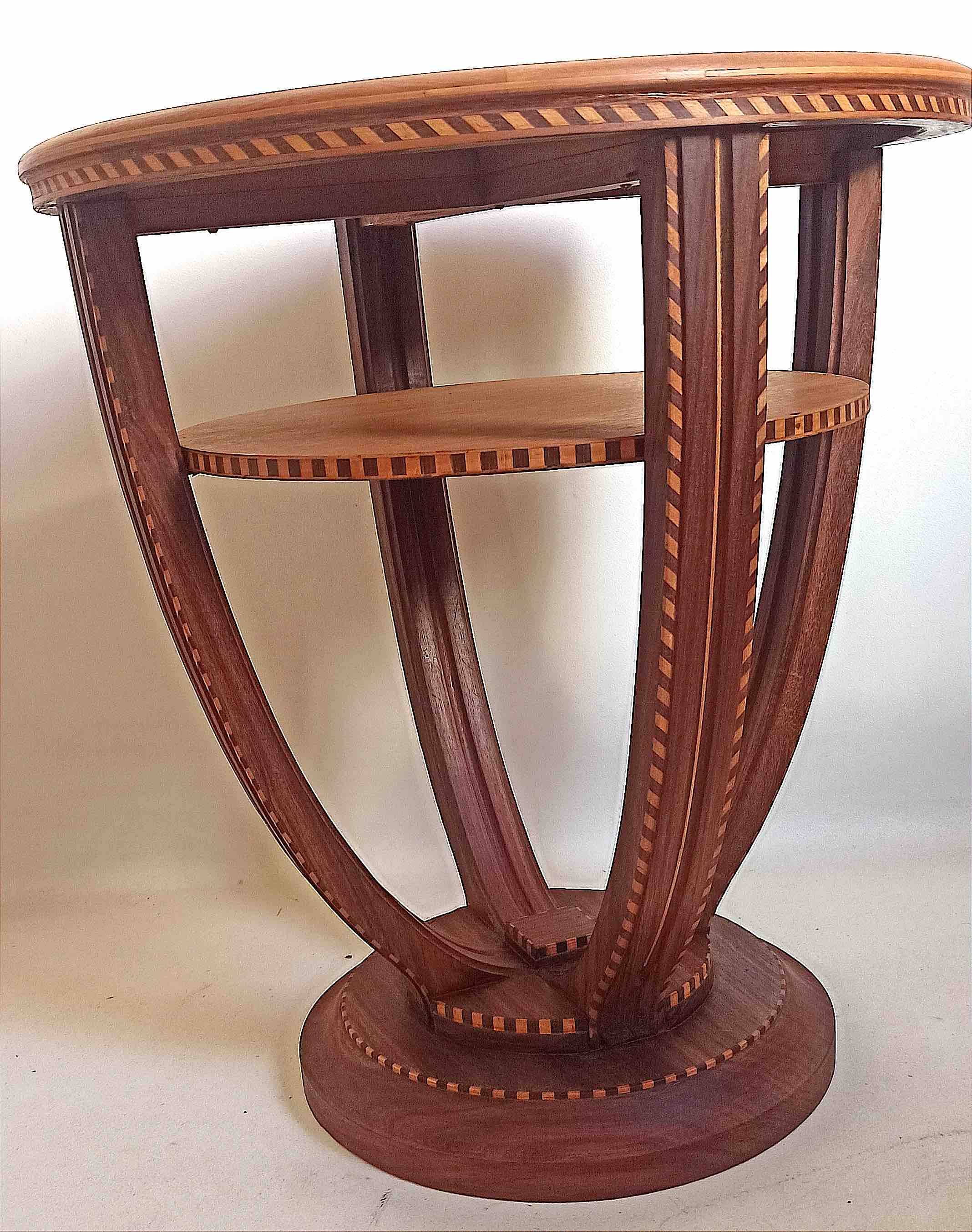 Art Deco 2-tiered pedestal table in purple rosewood, diameter 58.5 cm