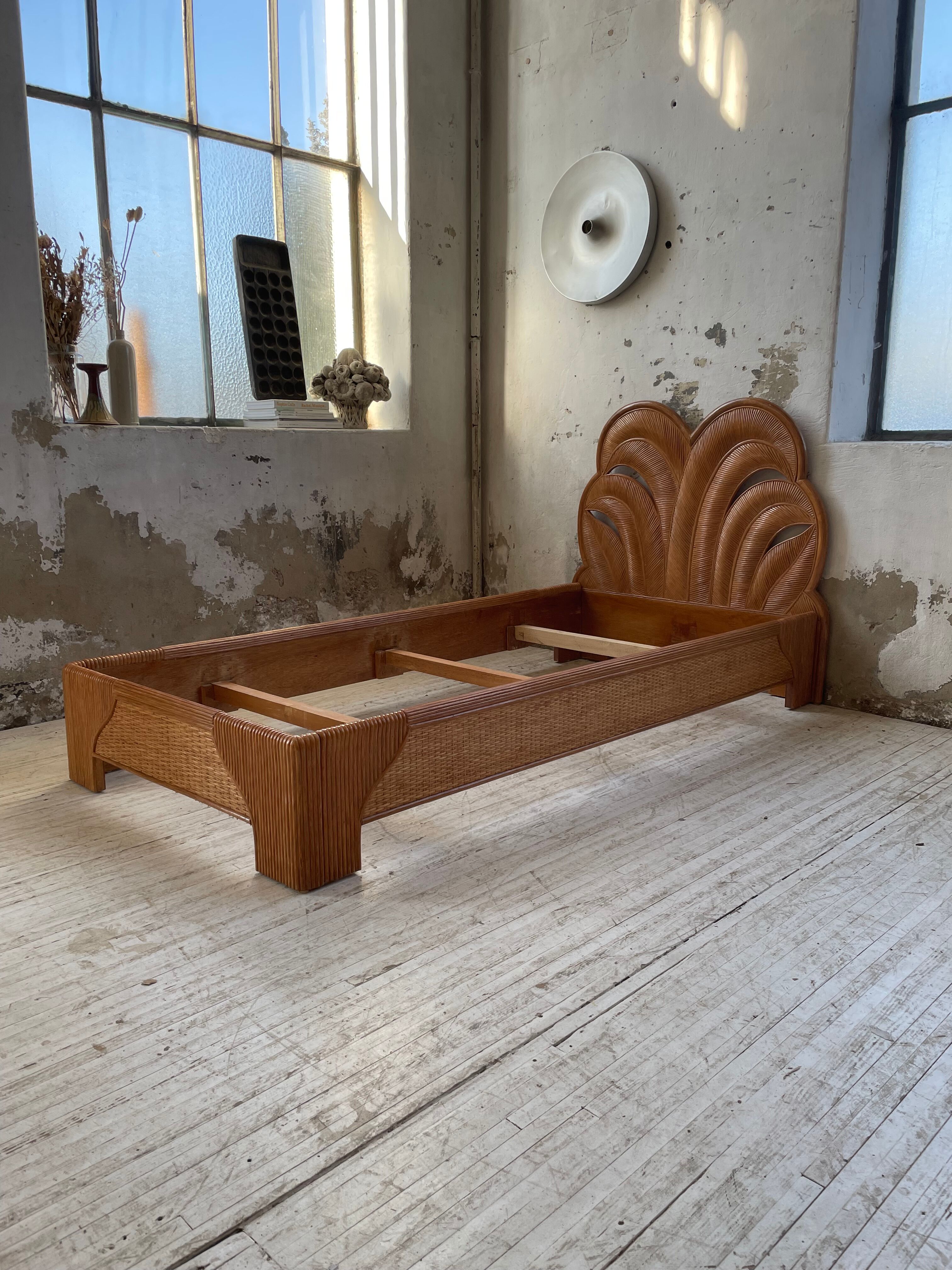 Bed 1 place "palm" wicker and rattan Vivai Del Sud