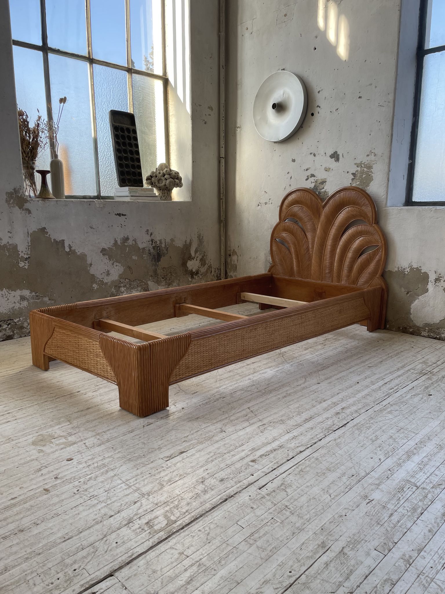 Bed 1 place "palm" wicker and rattan Vivai Del Sud