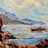 Old painting, circa 1940, attributed to the Ligurian painter Carlo Garino (1864-1944)