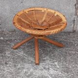 Low wicker and rattan stools, 1970s. (Set of 3)