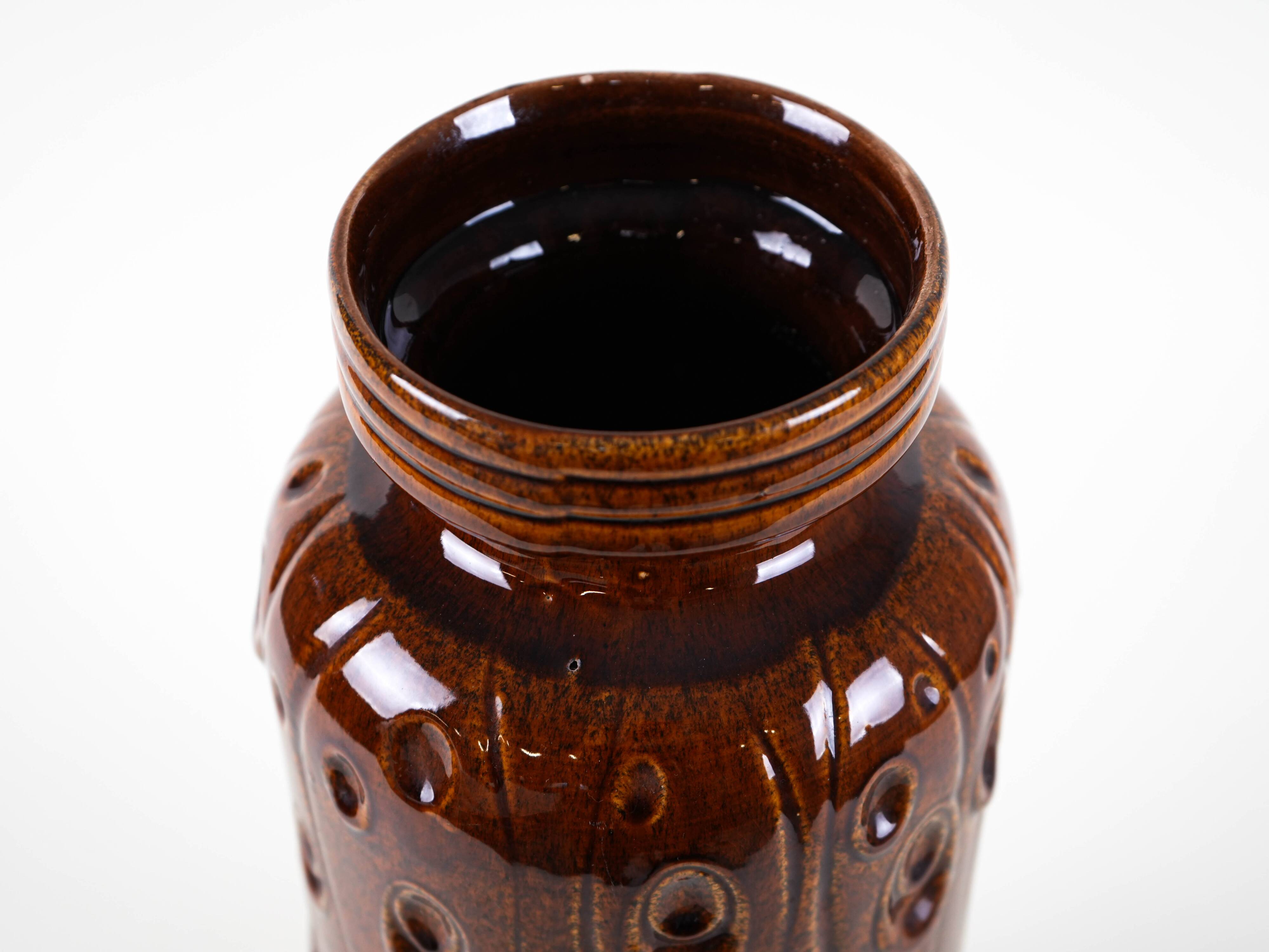 Brown ceramic vase, German design, 1960s, made in West Germany
