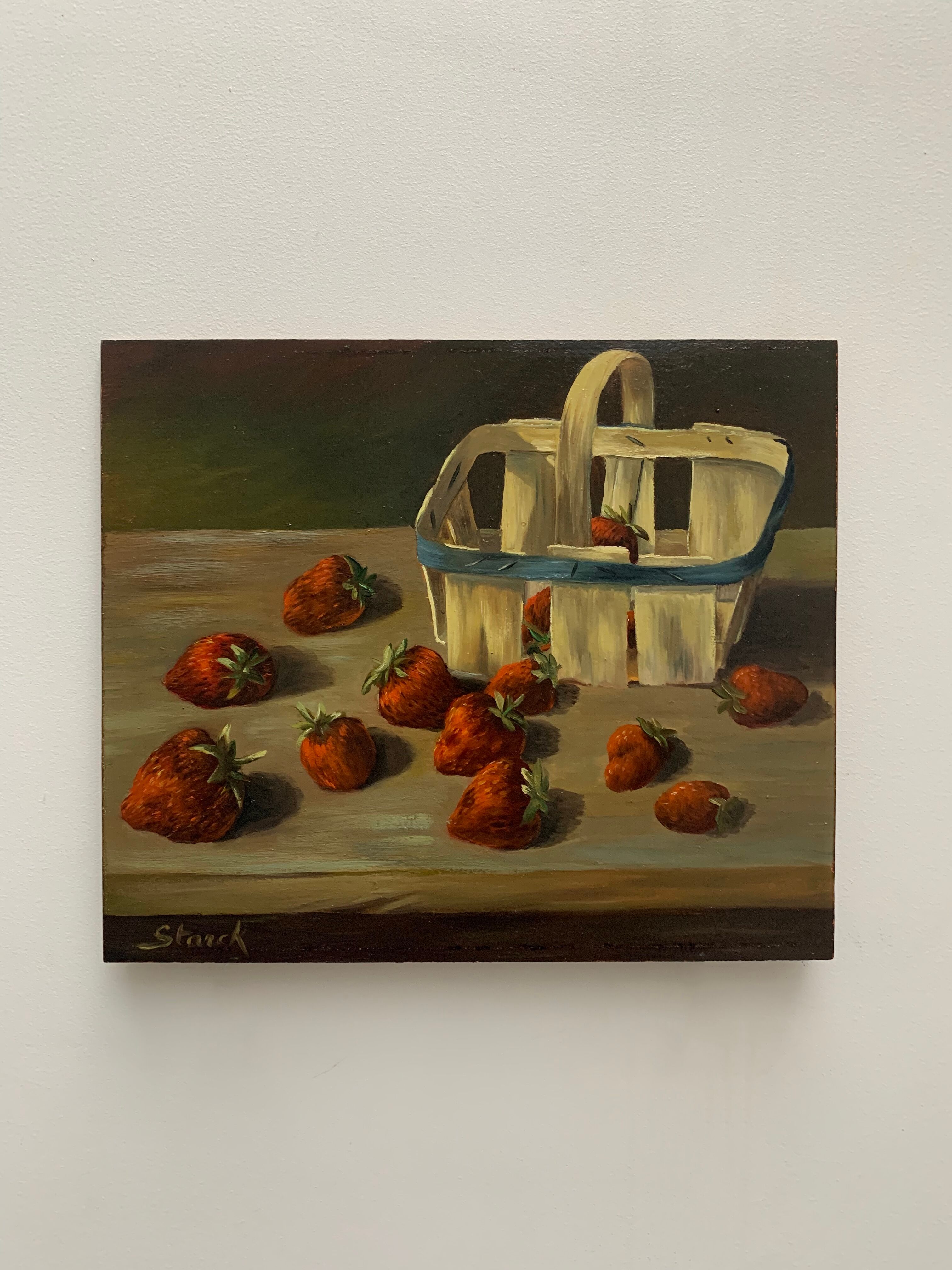 Still life painting strawberries