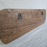 Ecru solid teak coat hook with 3 cast iron hooks