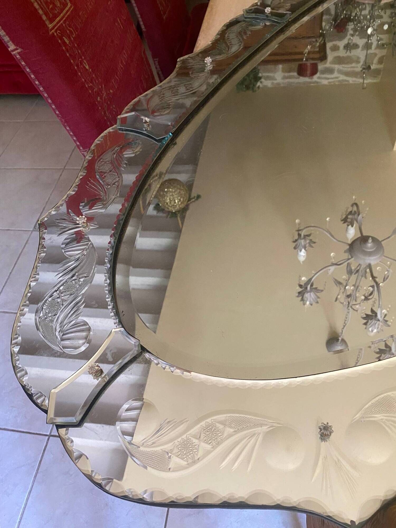 Large Mirror 180cm x 87cm, circa 1960-1970, in the style of Murano.