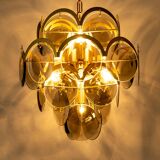 Vistosi Disc Chandelier in Smoked Glass, Italy, 1960s