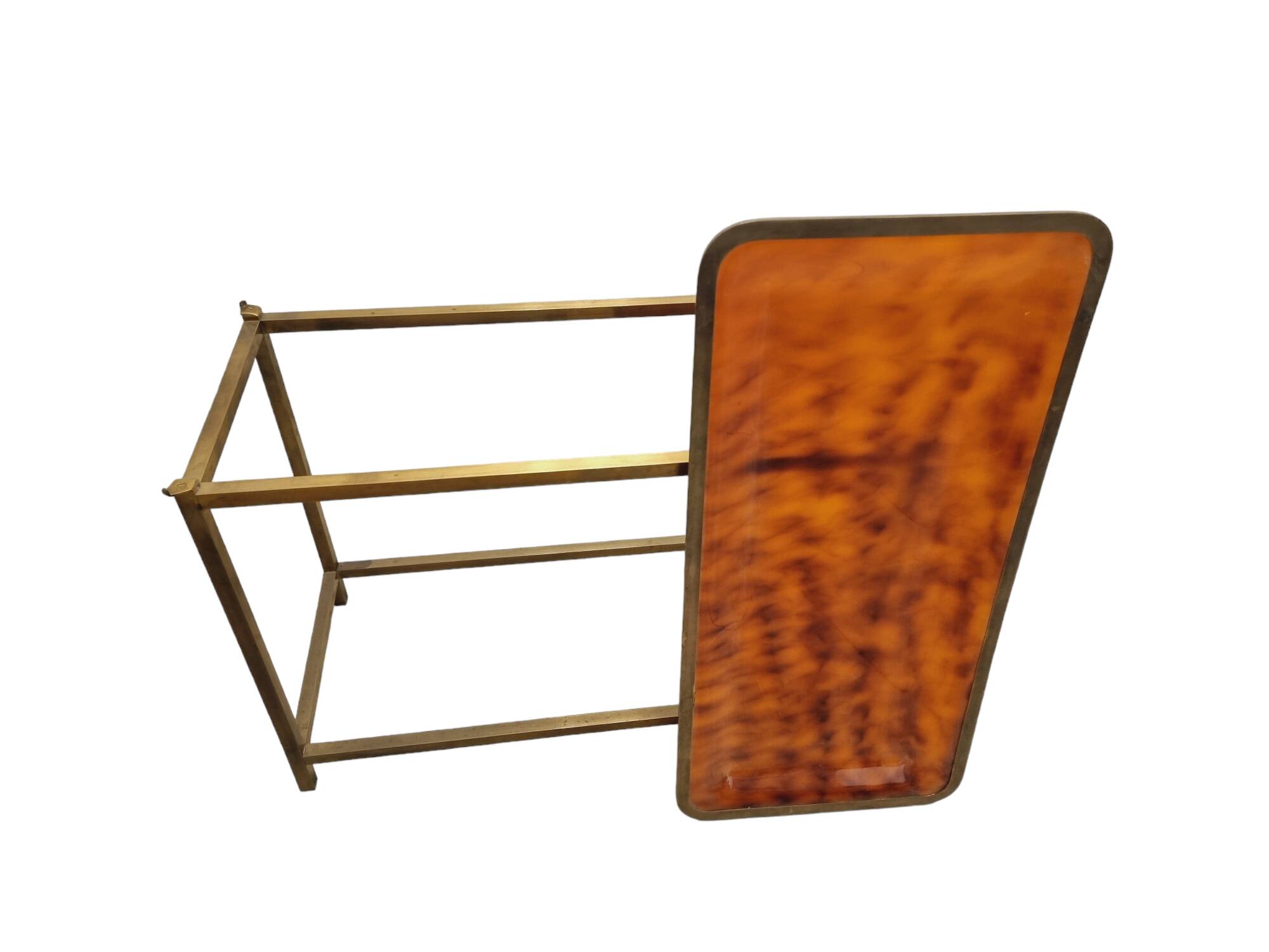 Mid-Century Hollywood Regency Coffee Table with Removable Bakelite Tray and Brass Frame, France, 196