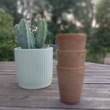 Trio of Digoin grespot stoneware cups / mugs, vintage