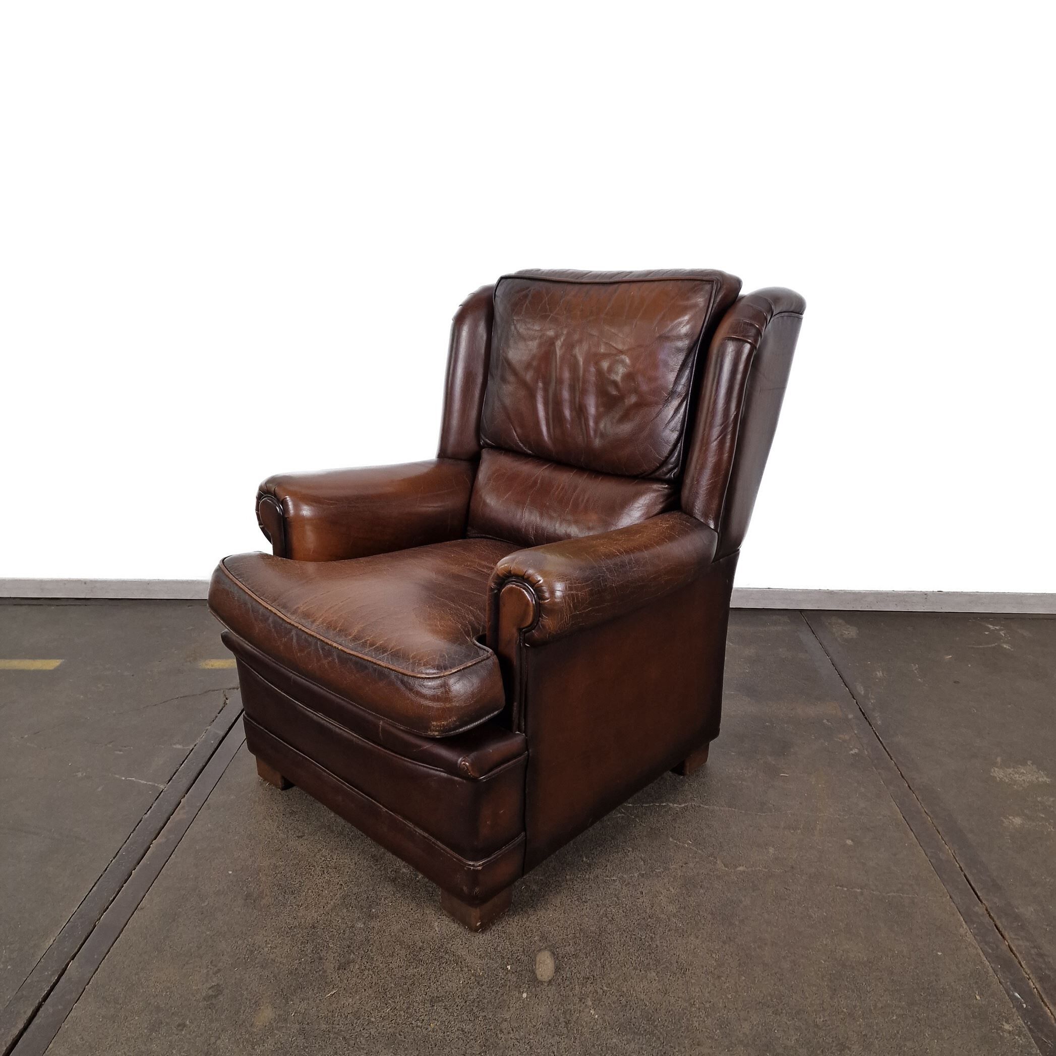 Vintage brown leather armchair