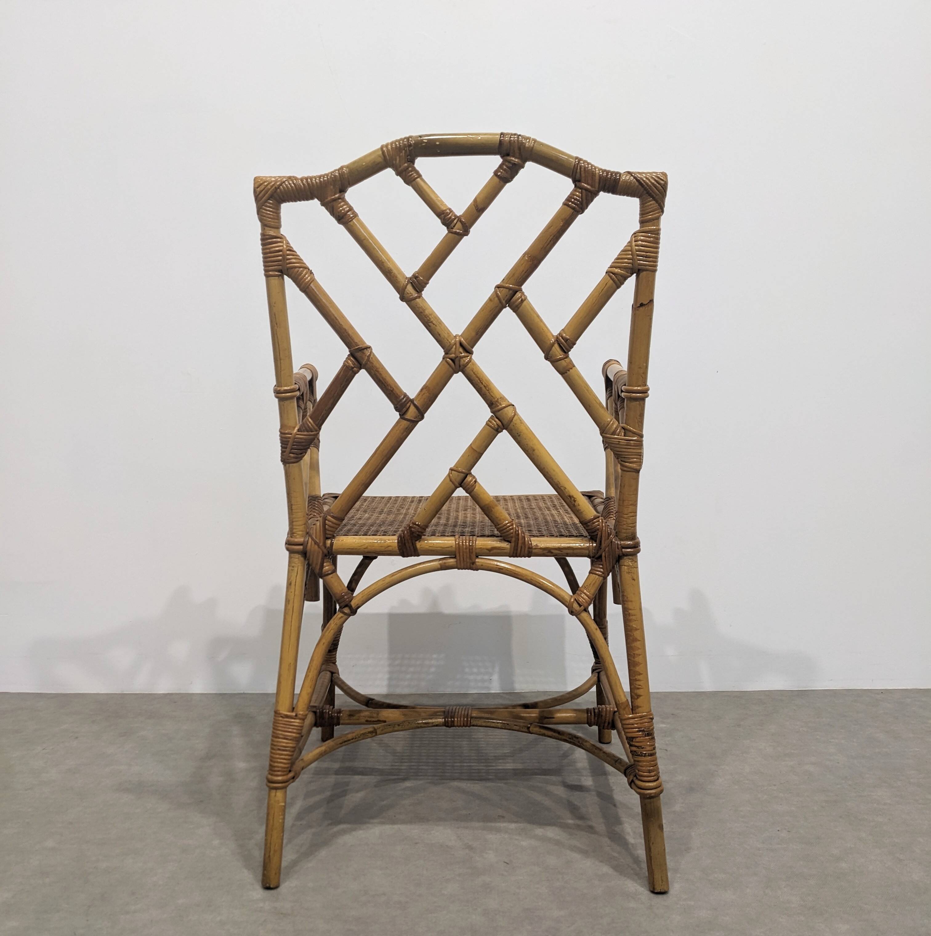 Vintage rattan and bamboo armchair