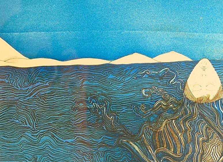 LITHOGRAPHY Nude woman "The board", numbered 49/100 and signed MICHEL MATHONNAT