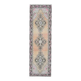 Vintage Turkish Hand-Knotted Wool Cotton Orange Runner Rug 92x307