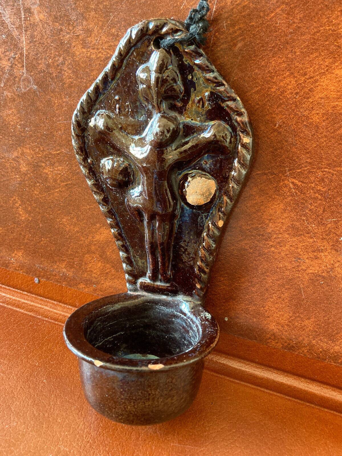 Antique holy water font - 19th century - Glazed terracotta