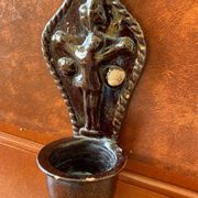 Antique holy water font - 19th century - Glazed terracotta