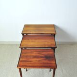Scandinavian Modern Rosewood Nesting Tables with Drumstick Legs