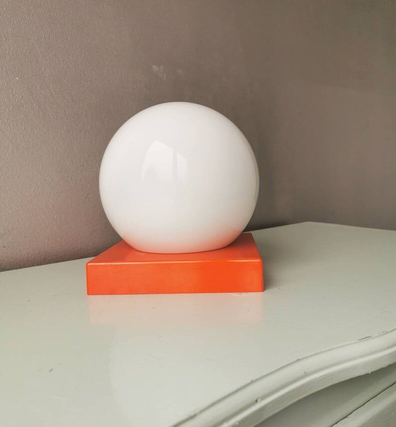 Lampe de table vintage orange 1980