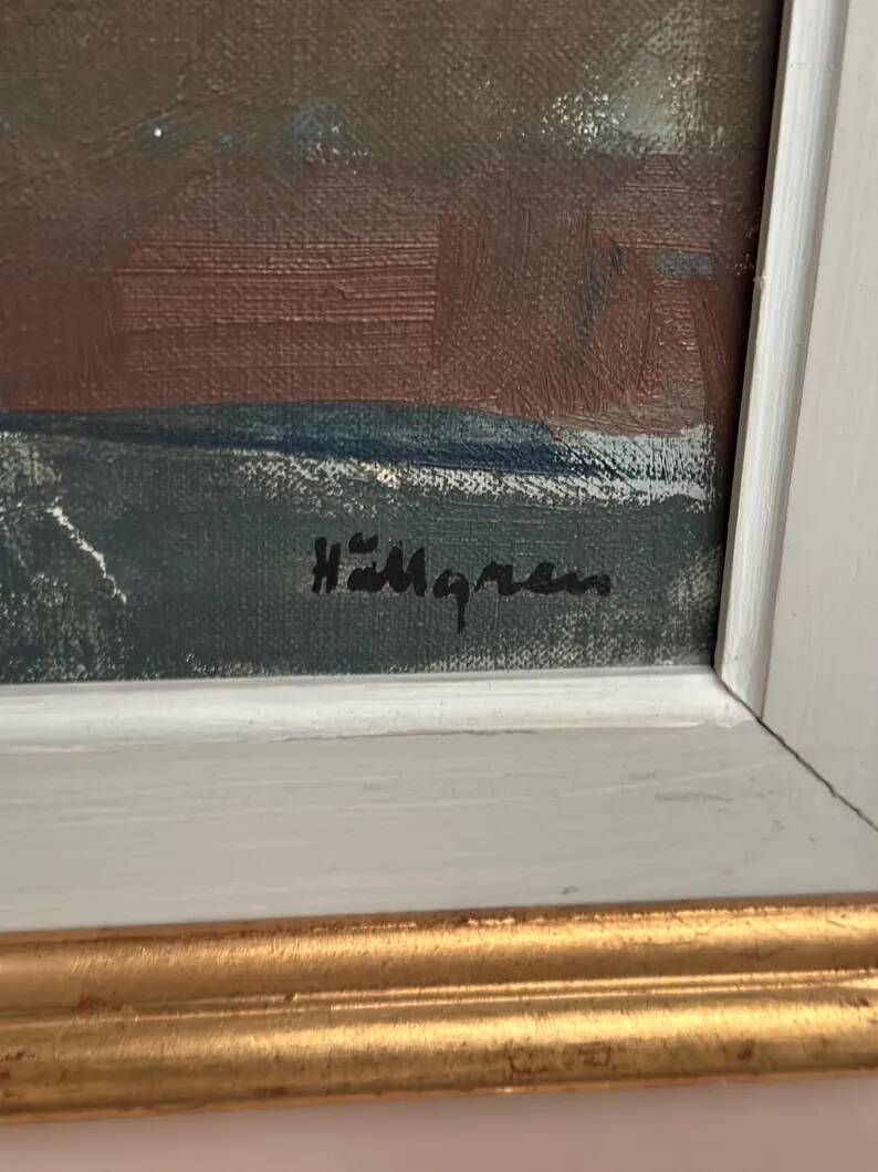 Large Original Swedish Oil on Canvas – “Still Life” by Ingvar Hällgren – Signed – Vintage & Framed – 89 × 42 cm (35" × 16.5")