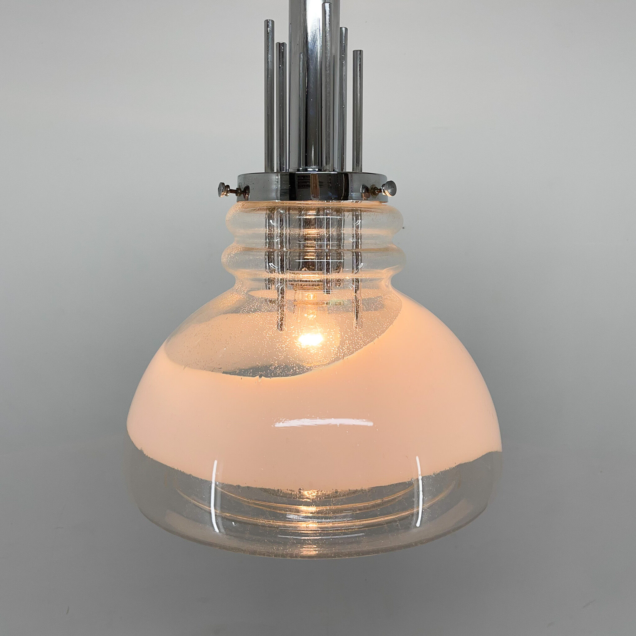 1960's Murano glass & chrome pendantby Mazzega, Italy