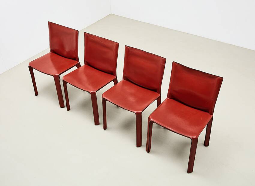Mario Bellini Set of 4 Cab 412 Dining Chairs for Cassina Italy 1977