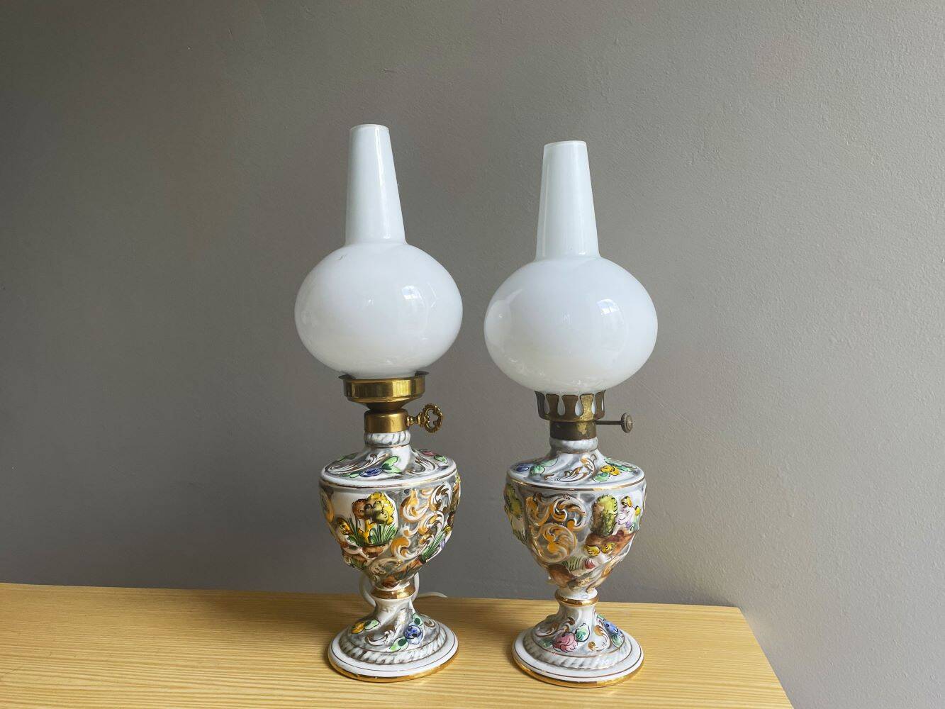 Pair Portuguese porcelain table lamps limited numbered by Alconaca