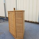 Rattan corner cupboard 1970