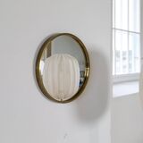 Round brass mirror from the mid-century by Glasmäster in Markaryd, Sweden, 1960s.