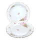 Vintage floral porcelain salad bowl with gilding + matching round plate