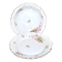 Vintage floral porcelain salad bowl with gilding + matching round plate