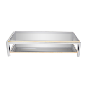 Table basse chrome laiton verre