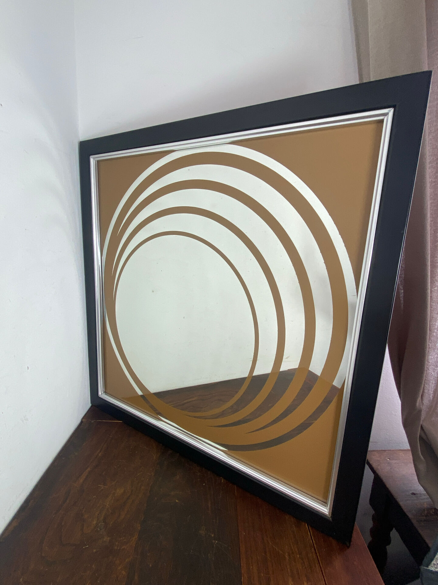 Grand miroir  Op Art, années 70,  Made in England