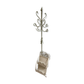 Wrought iron furniture with patina (coat rack + round table + magazine rack)