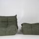 Togo set of armchairs and pouf in grey tweed