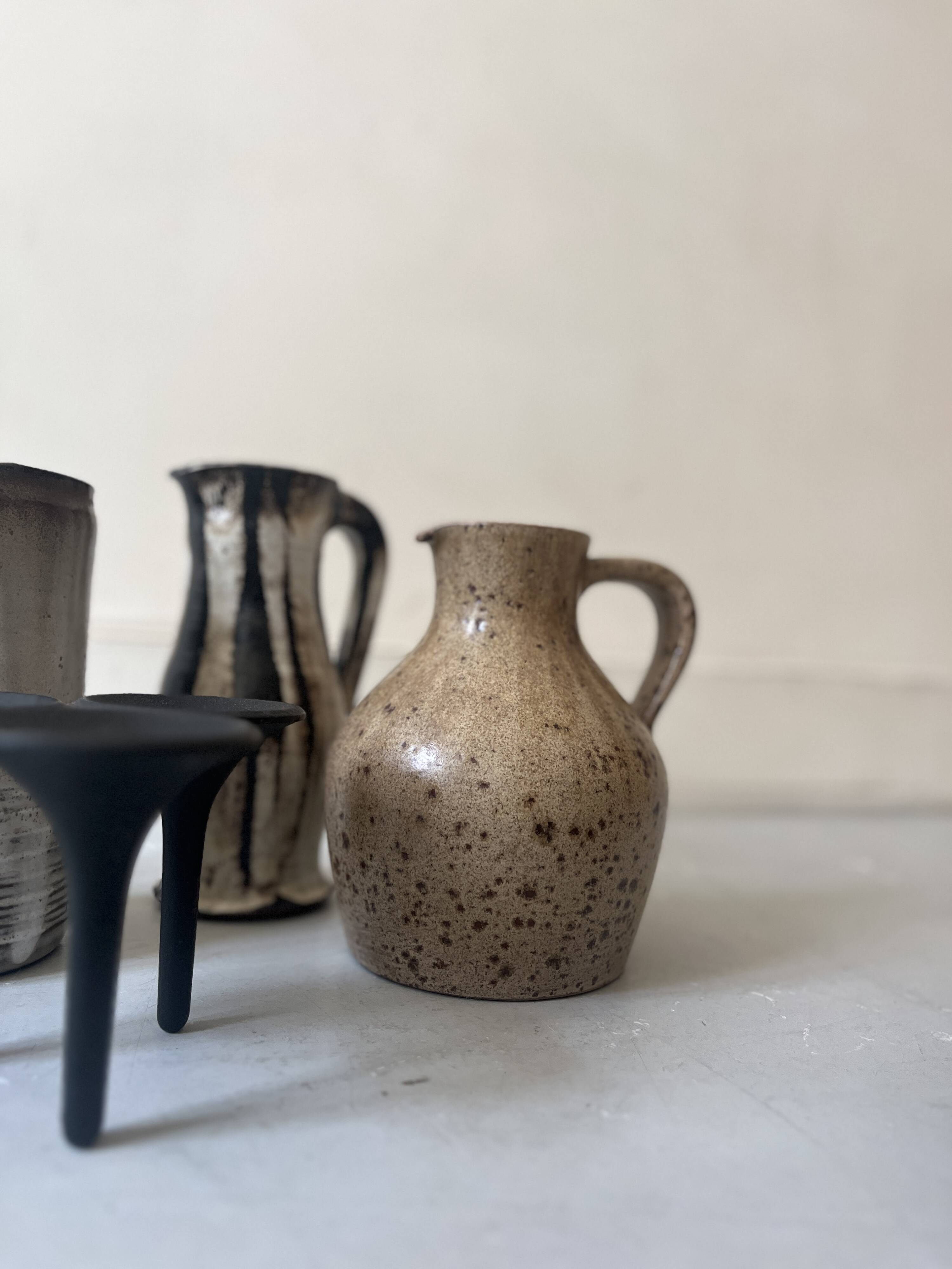 Pitcher carafe vase signed in pyrite ceramic earthenware, stoneware from Borne 1950