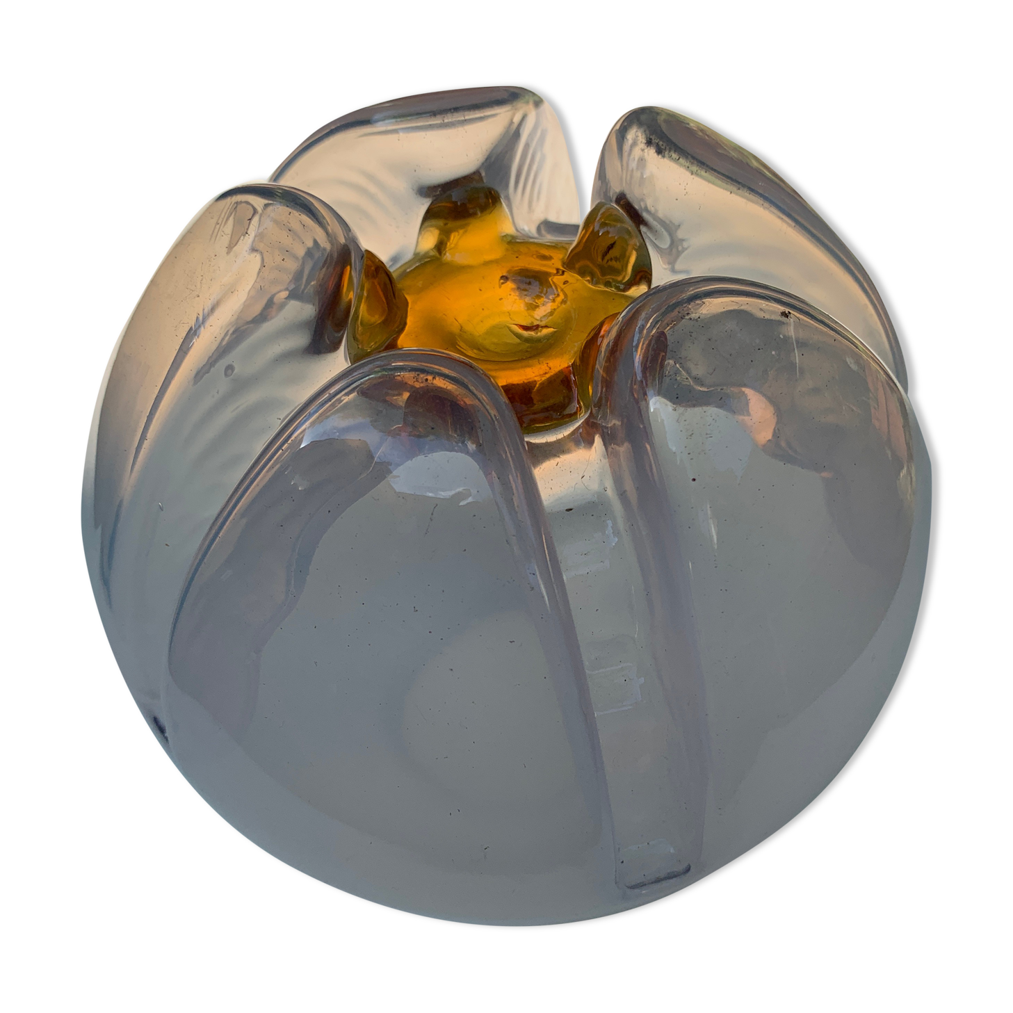 Two-tone blown glass globe for suspension