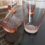 5 verres dépareillées rose vintage