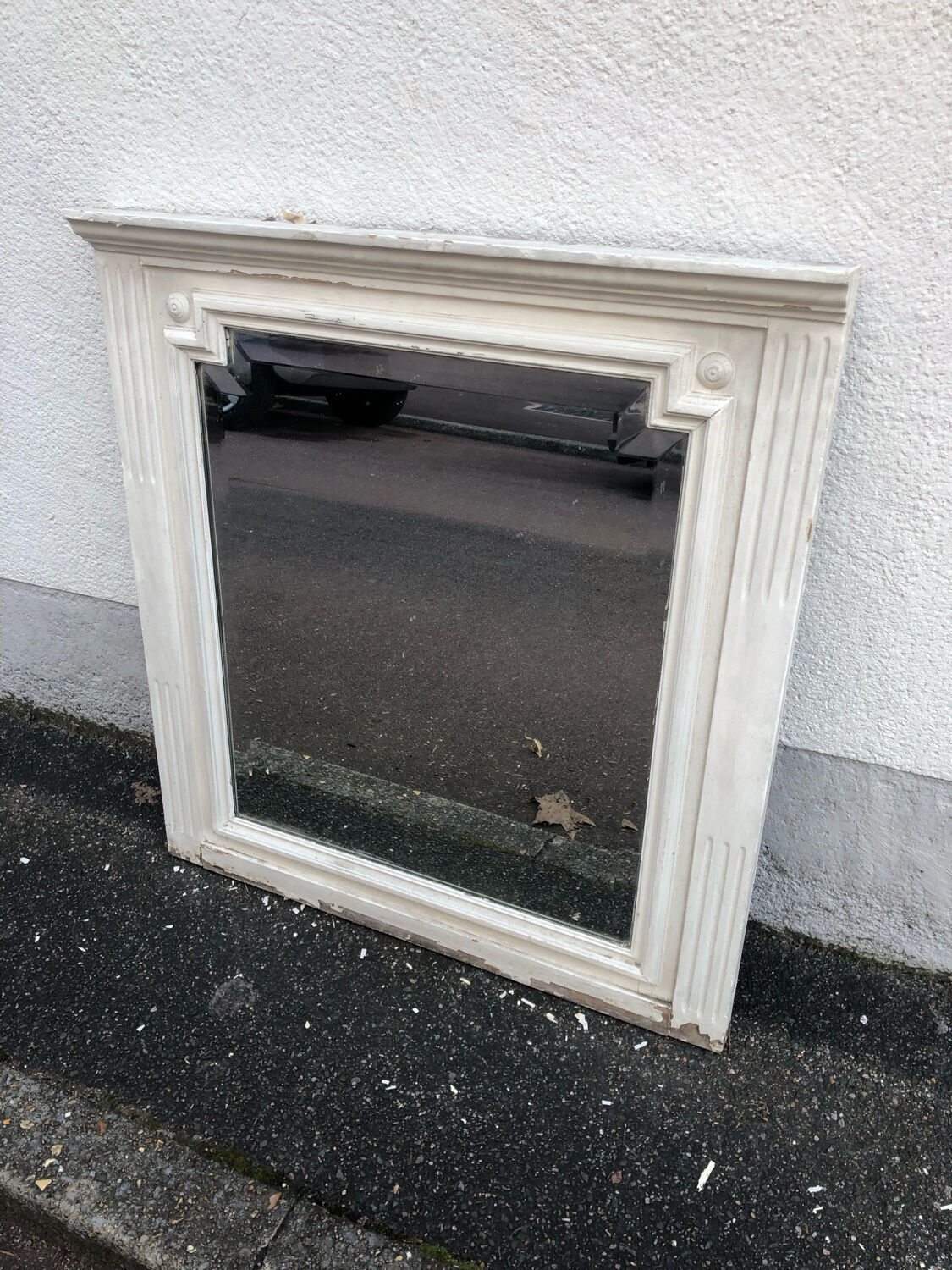 Plateau miroir orné blanc et doré