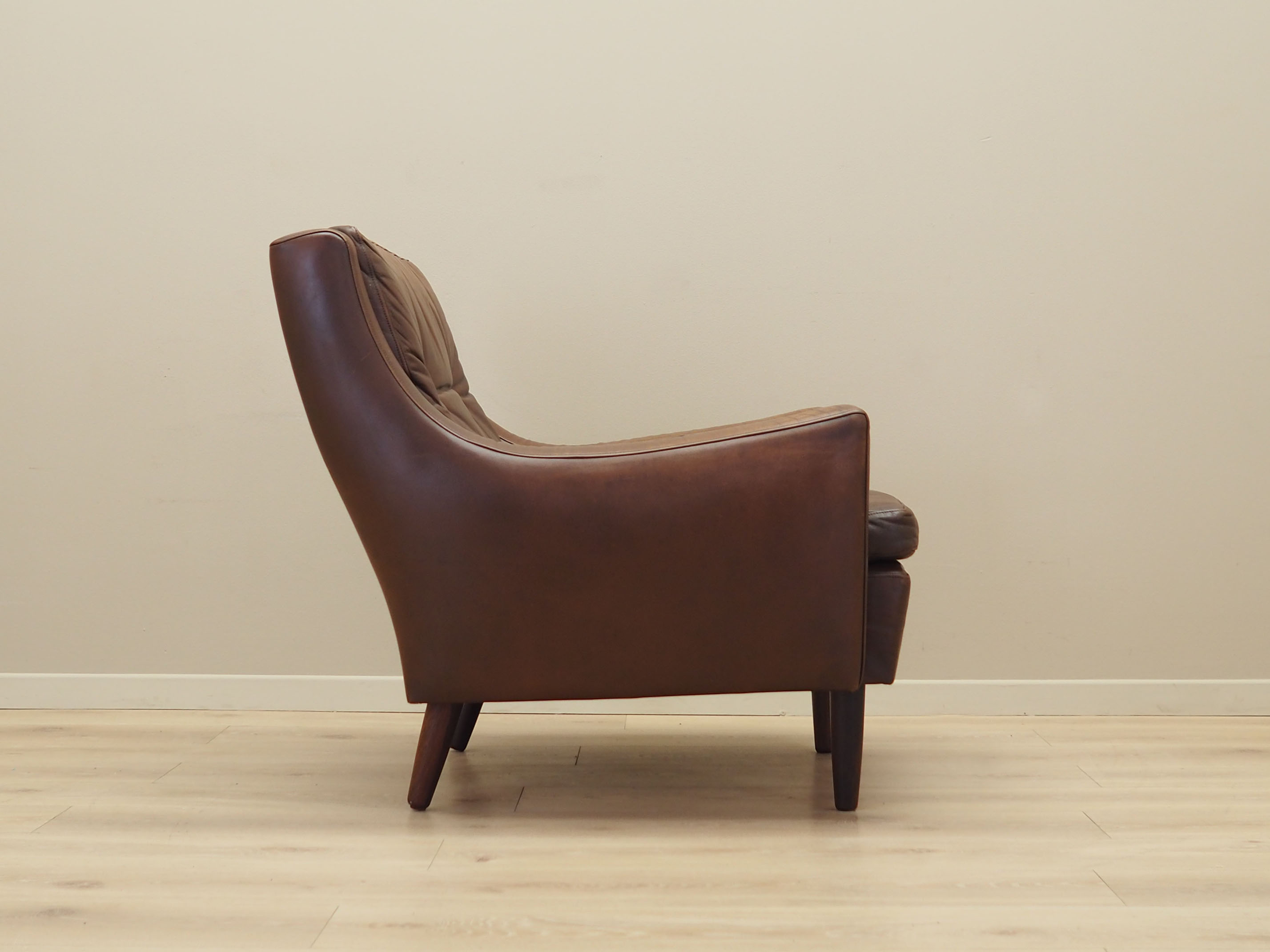 Brown leather armchair, Danish design, 1960s, designer: Edmund Jørgensen