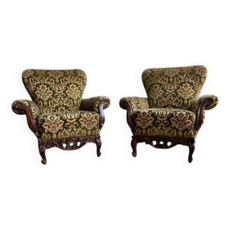Ensemble de 2 sièges club baroques/sièges simples vintage