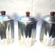 3 metal spice pots, 60s