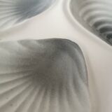 Plates, oyster dish, gray and white, Moulin des Loups ceramic