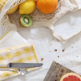 Nappe et serviettes en gaze de coton upcyclées blanches