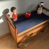 Vintage wooden and rattan toy chest